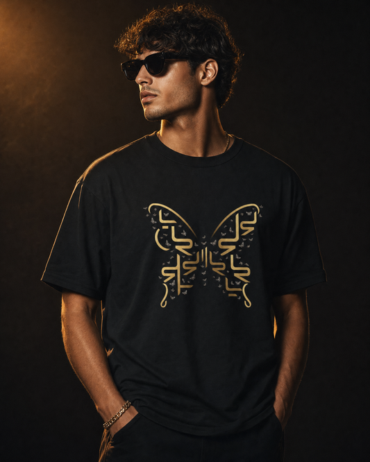 Gold LOR Butterfly Tee — cinematic on-model campaign shot