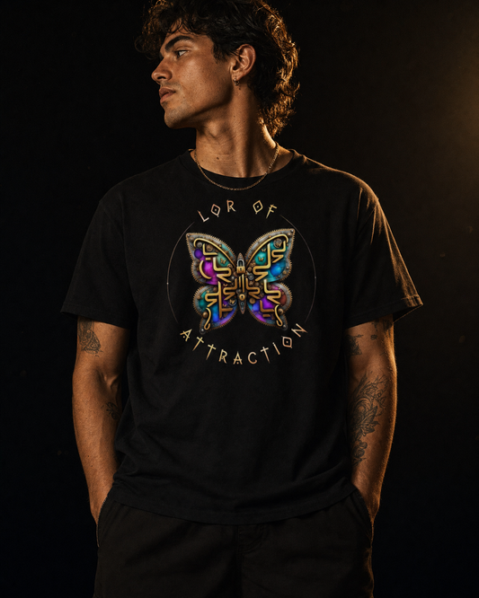 LORA Butterfly Lock Tee — cinematic on-model campaign shot